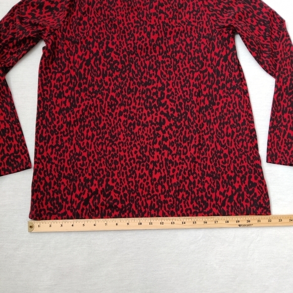 Lily Morgan Women's Leopard Blouse Size Medium Red Black Chains - Picture 11 of 12
